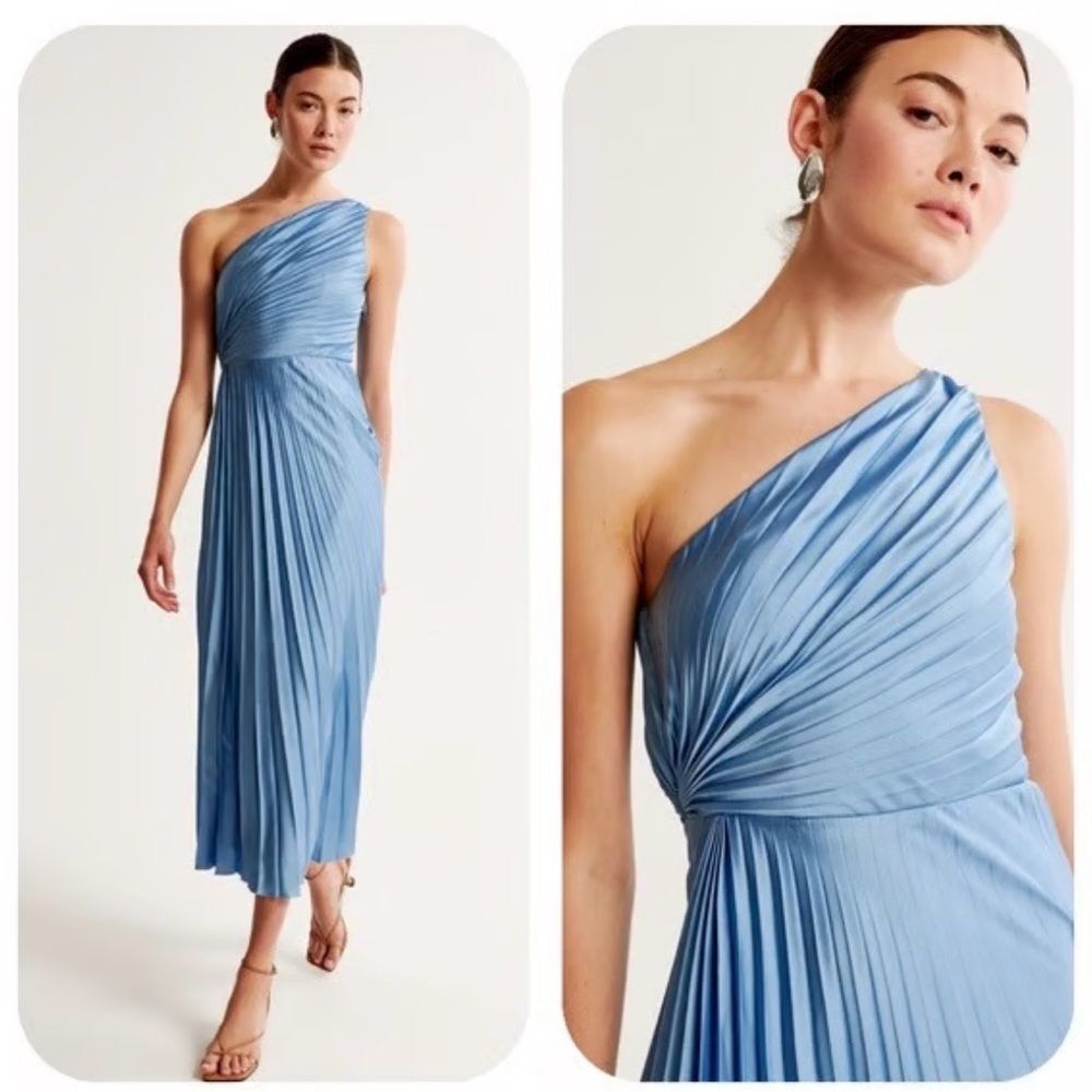 Abercrombie & fitch women’s medium tall one shoulder satin pleat‎ Giselle maxi